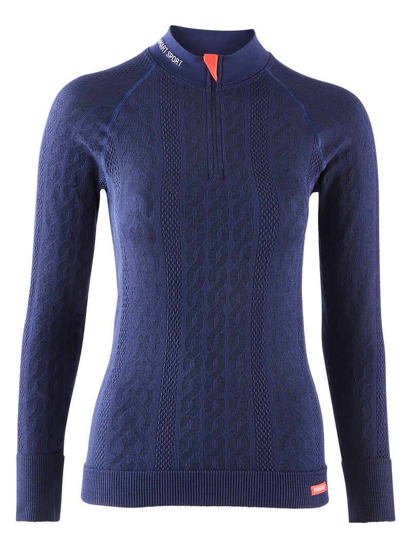 Tee-shirt torsades col zippé Energy 3 Thermolactyl femme - DamartSport Bleu - Kiabi