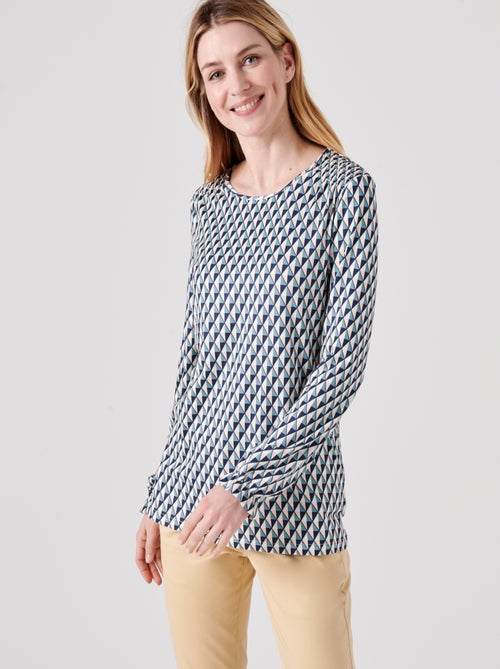 Tee-shirt toucher doux à smocks - Damart - Kiabi