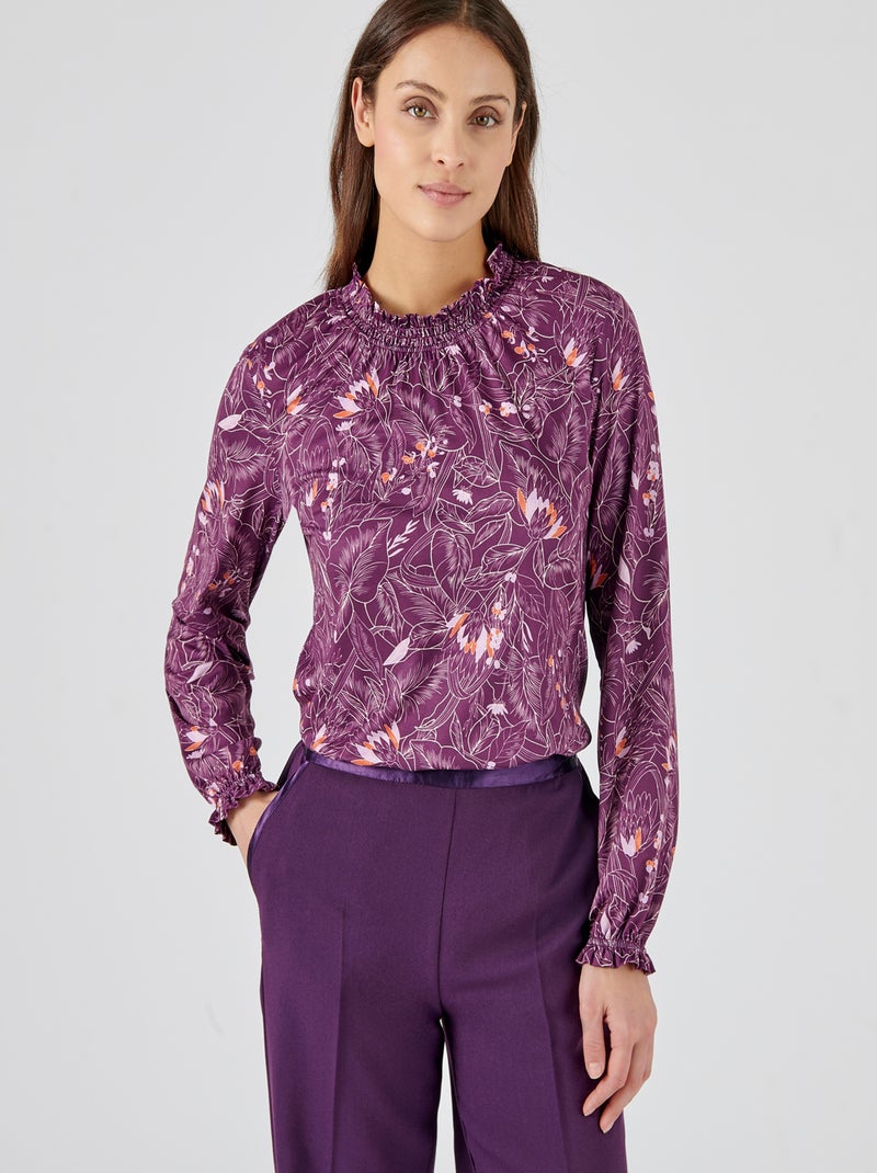 Tee-shirt toucher peau de pêche - Damart Violet - Kiabi