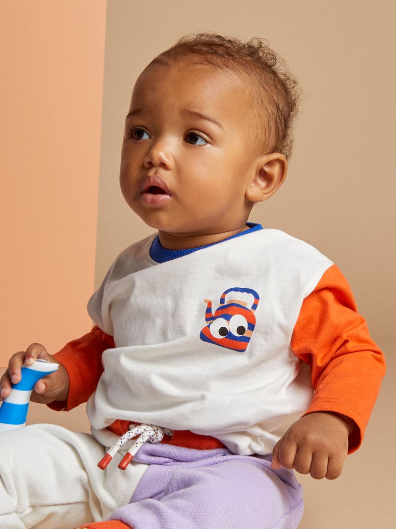 Tee-shirt tricolore X Taxi Brousse Blanc/orange - Kiabi