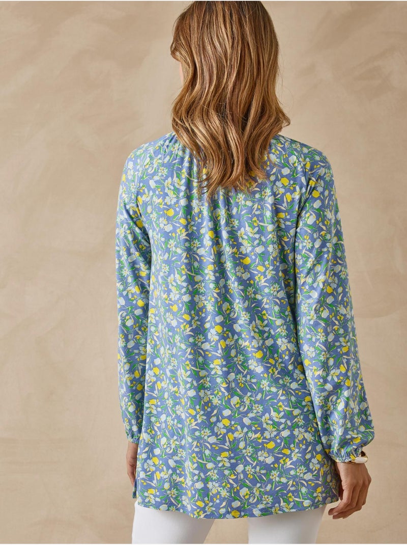 Tee-shirt tunique fantaisie - DAXON Bleu Jaune - Kiabi