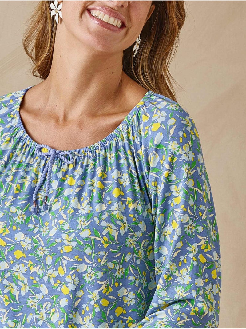 Tee-shirt tunique fantaisie - DAXON Bleu Jaune - Kiabi
