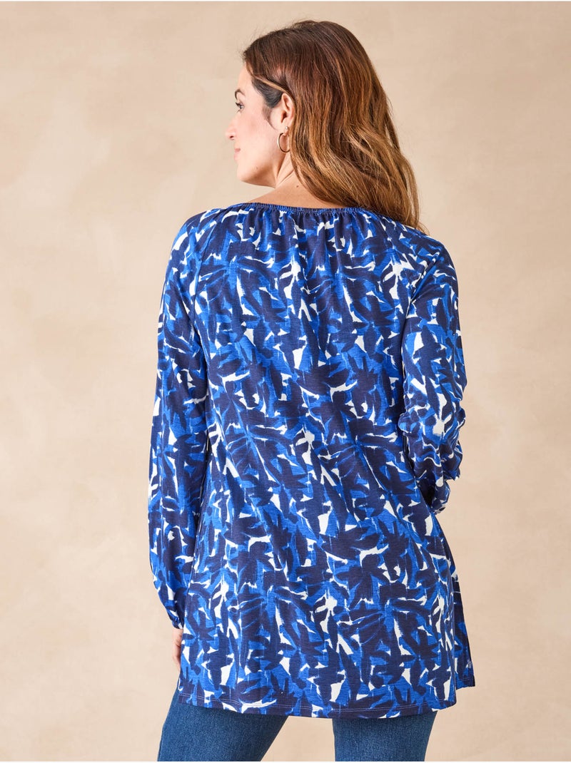 Tee-shirt tunique fantaisie - DAXON Bleu Multicolore - Kiabi