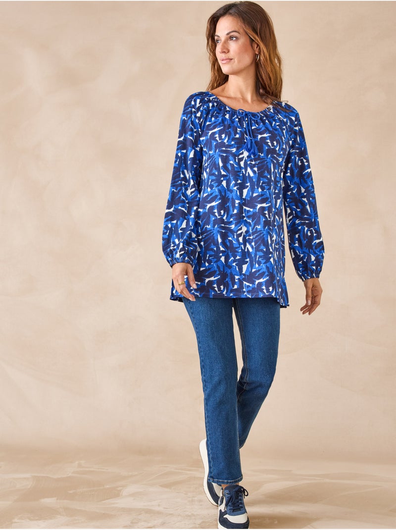 Tee-shirt tunique fantaisie - DAXON Bleu Multicolore - Kiabi