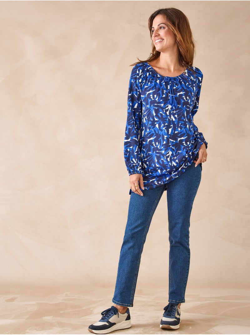 Tee-shirt tunique fantaisie - DAXON Bleu Multicolore - Kiabi