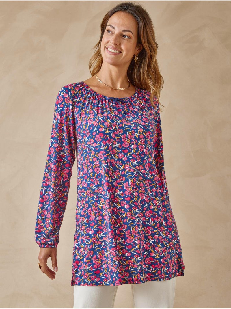 Tee-shirt tunique fantaisie - DAXON Marine/Multicolore - Kiabi