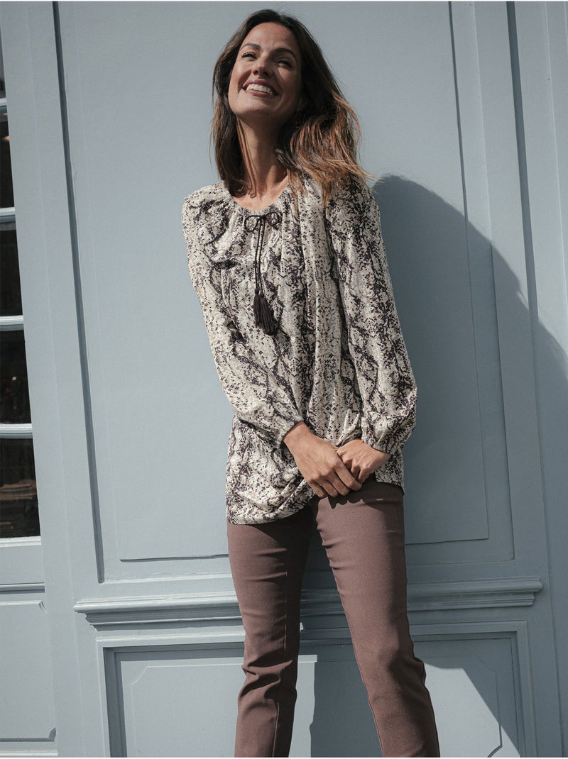 Tee-shirt tunique fantaisie - DAXON Marron/Beige/Noir - Kiabi