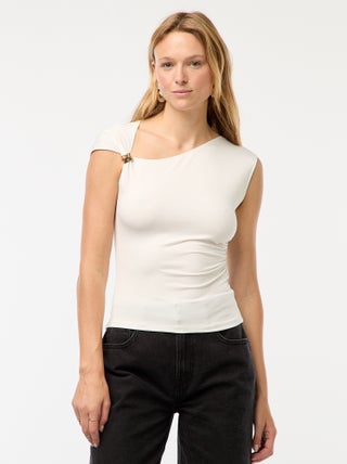 Tee-shirt twisté avec détail bijou