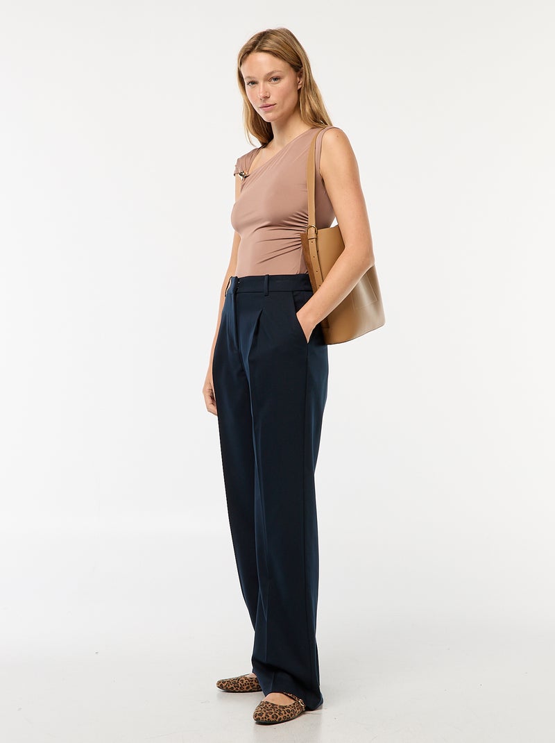 Tee-shirt twisté avec détail bijou Marron - Kiabi