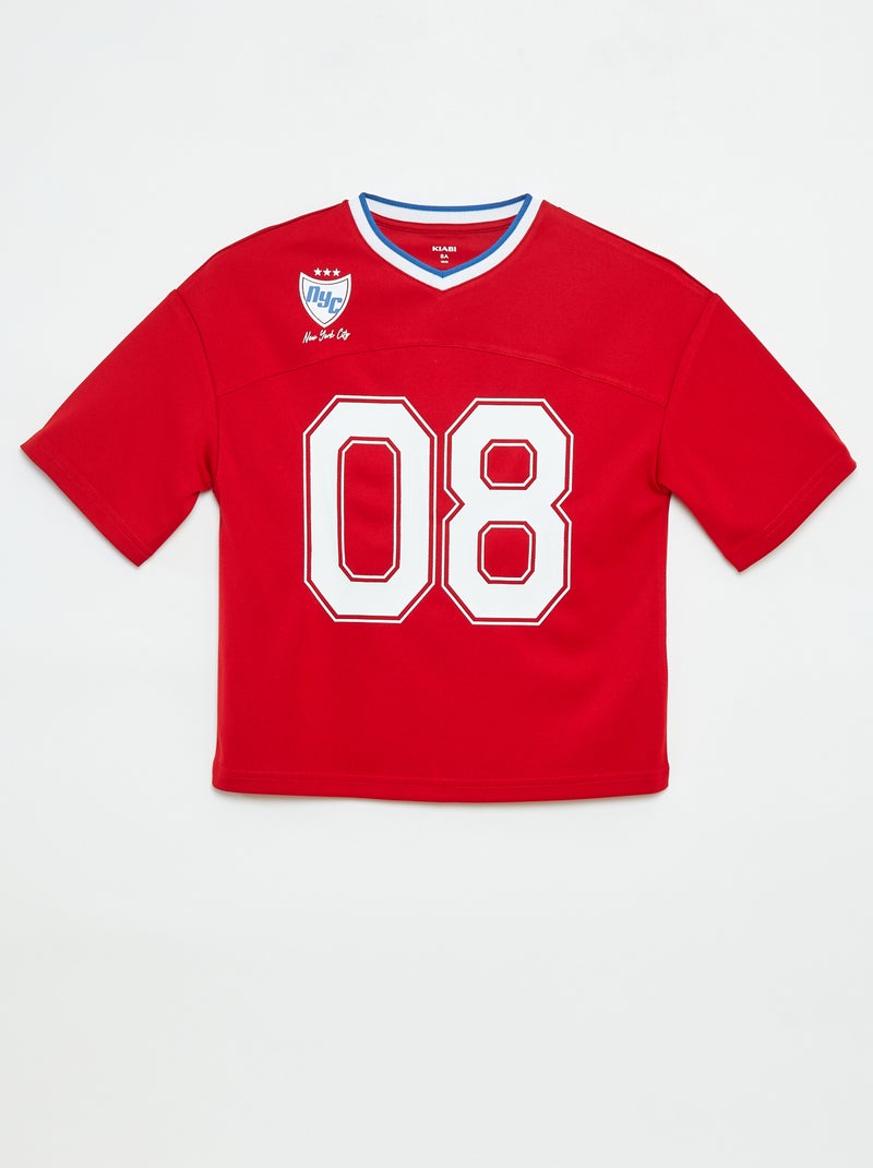 Tee-shirt type sport américain Rouge - Kiabi