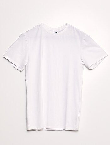 T-shirt droit en jersey uni - blanc - Kiabi - 4.00€