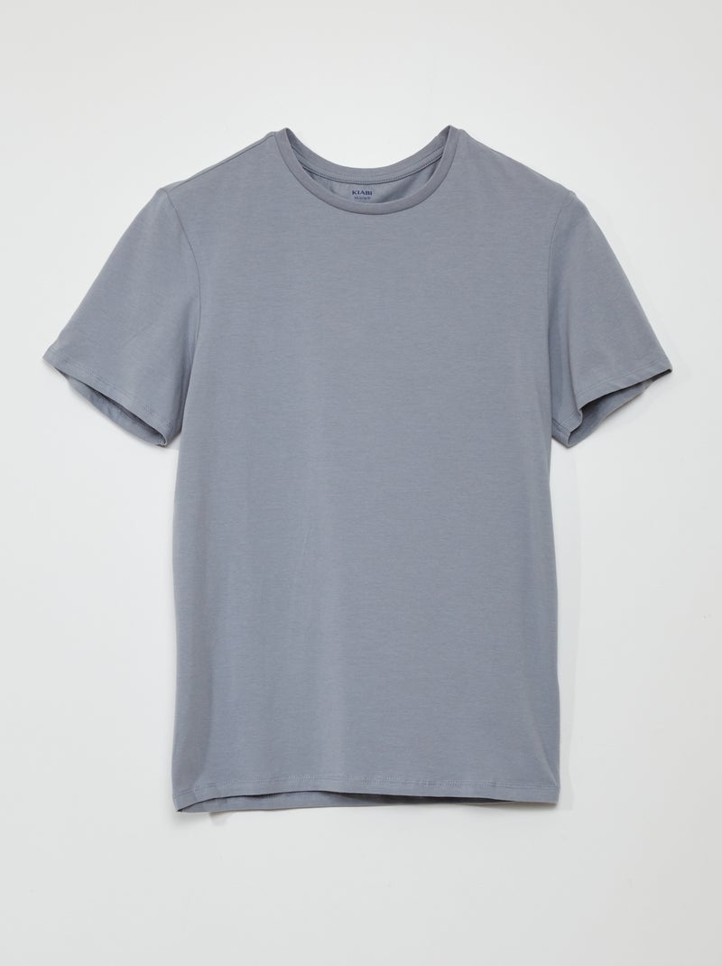 Tee-shirt uni - Muscle fit Bleu - Kiabi