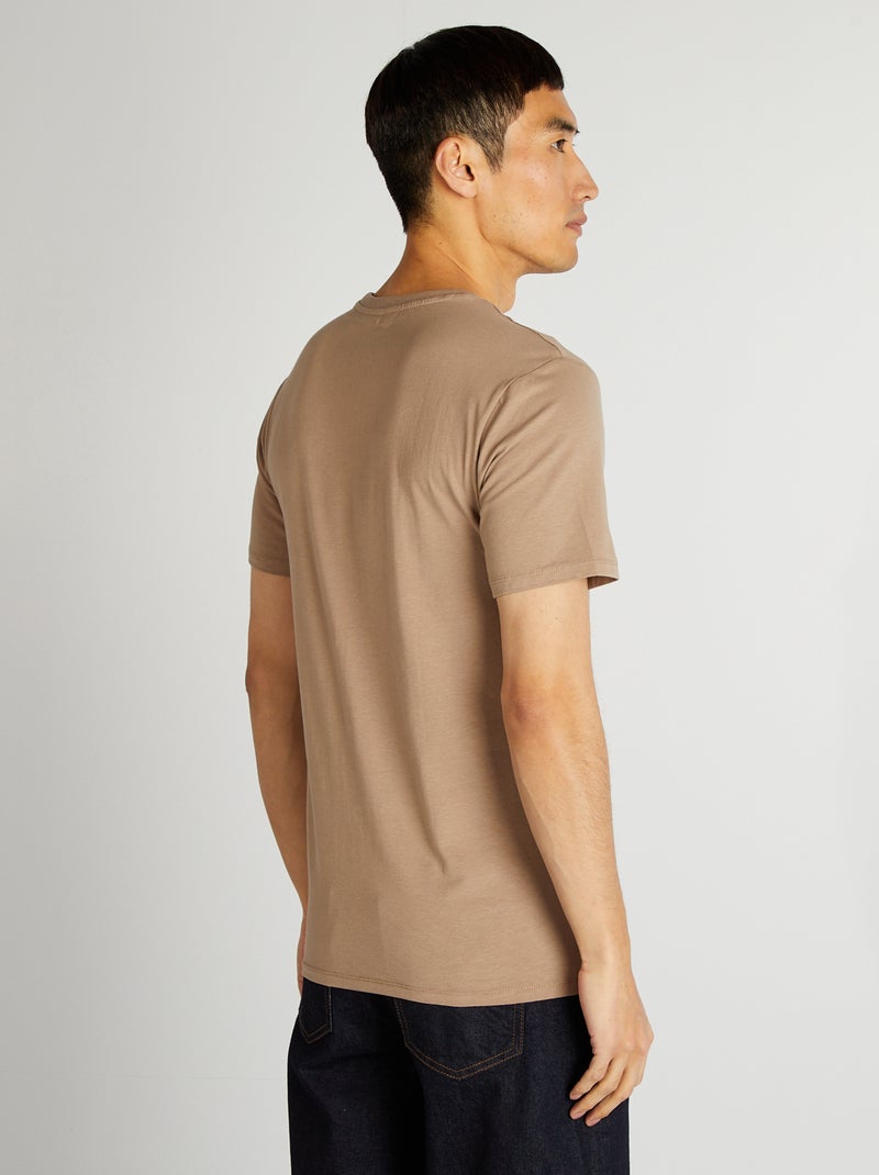 Tee-shirt uni - Slim fit Beige - Kiabi