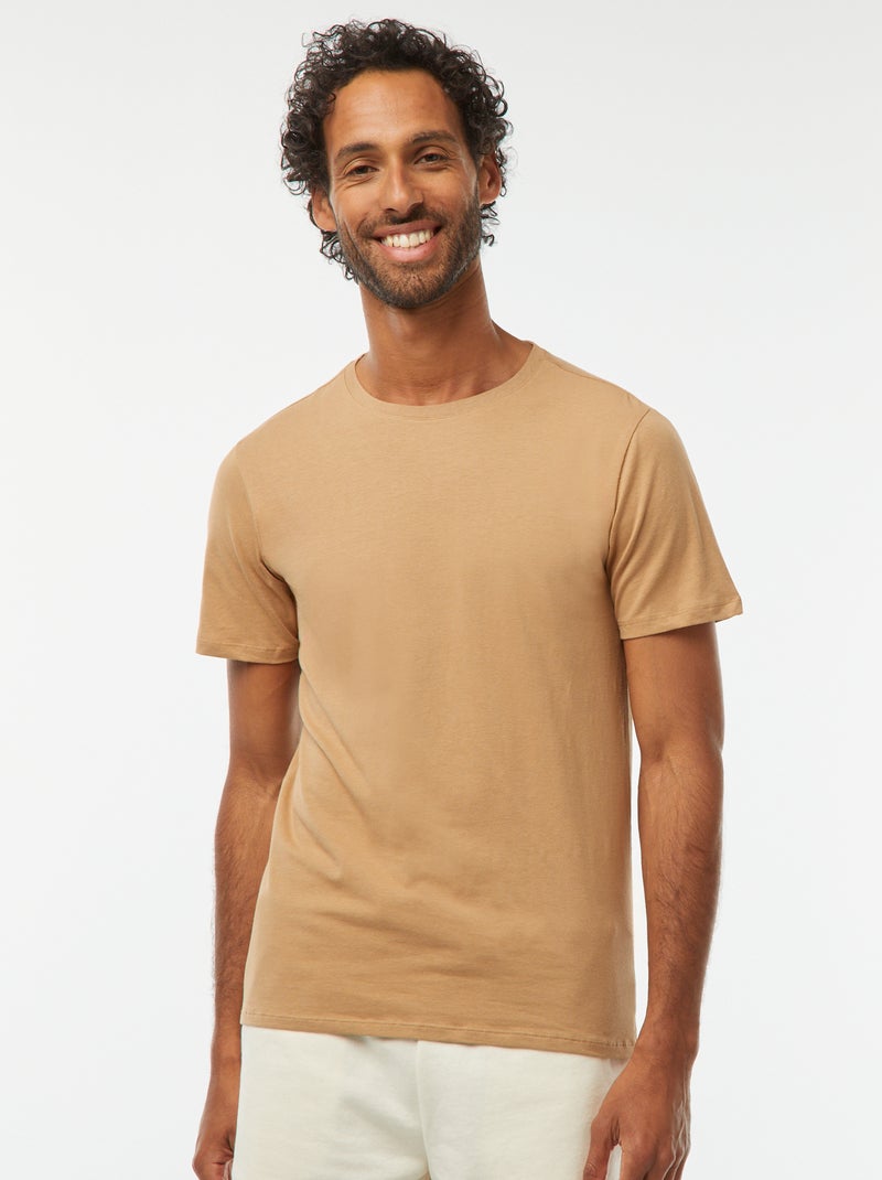Tee-shirt uni - Slim fit Beige - Kiabi