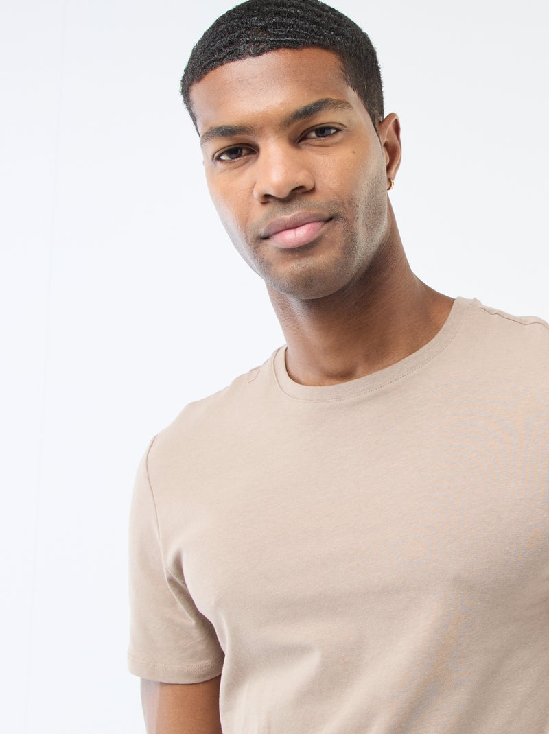 Tee-shirt uni - Slim fit Beige - Kiabi