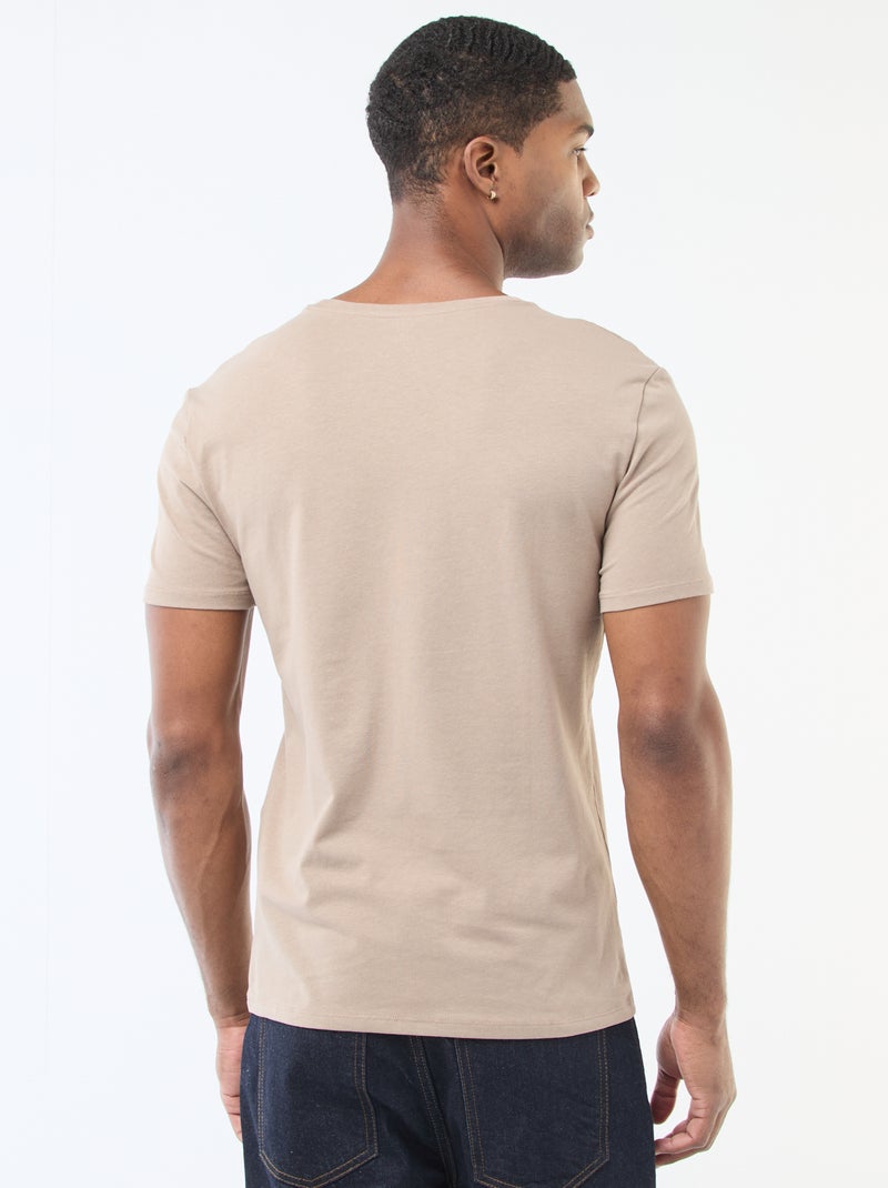 Tee-shirt uni - Slim fit Beige - Kiabi