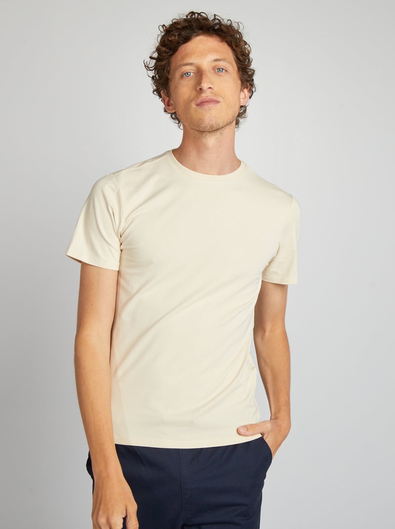 Tee-shirt uni - Slim fit Beige - Kiabi