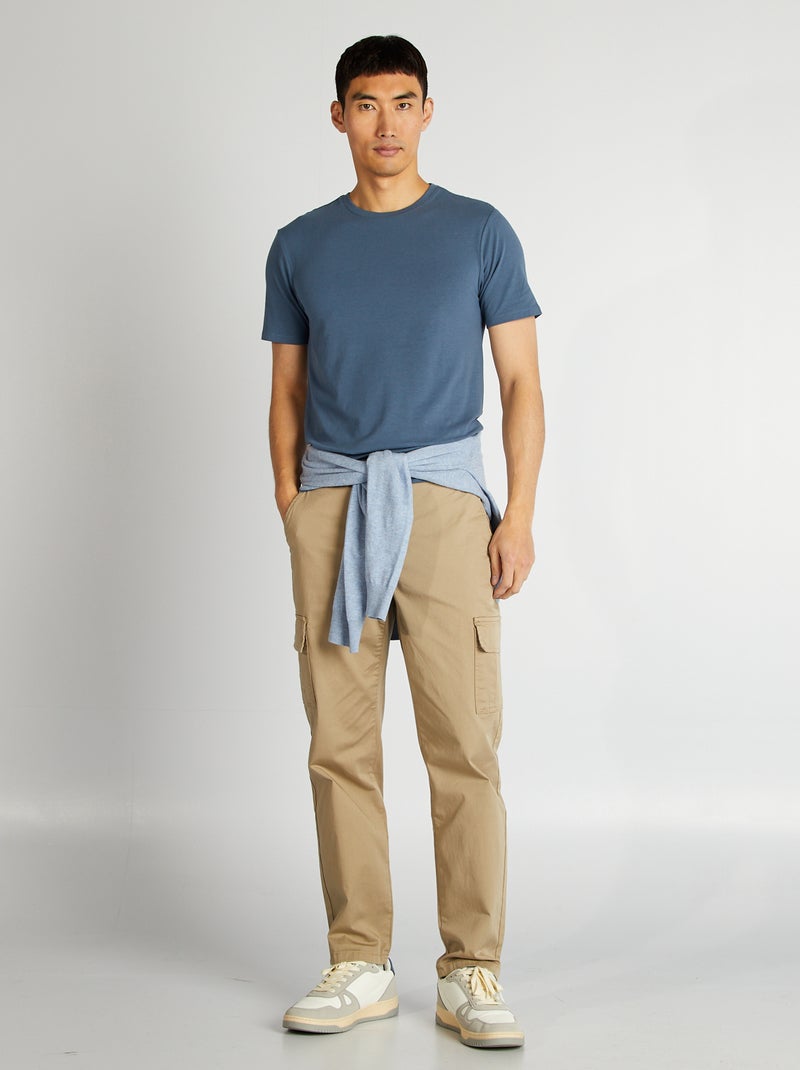 Tee-shirt uni - Slim fit Bleu - Kiabi