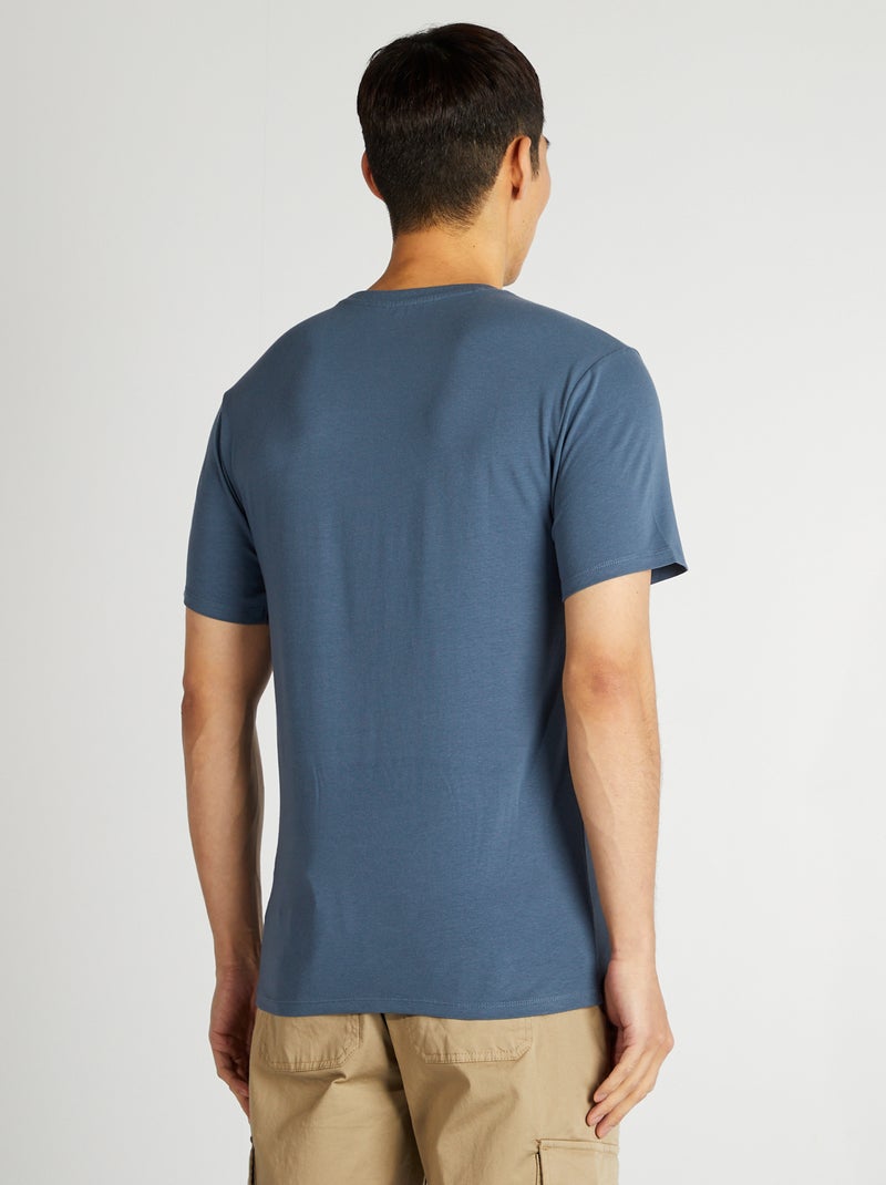 Tee-shirt uni - Slim fit Bleu - Kiabi