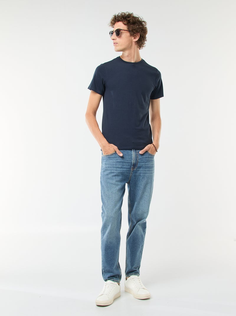 Tee-shirt uni - Slim fit Bleu - Kiabi