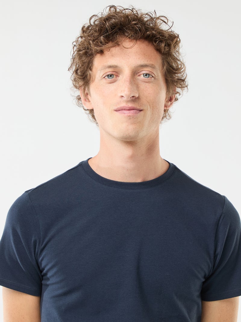 Tee-shirt uni - Slim fit Bleu - Kiabi