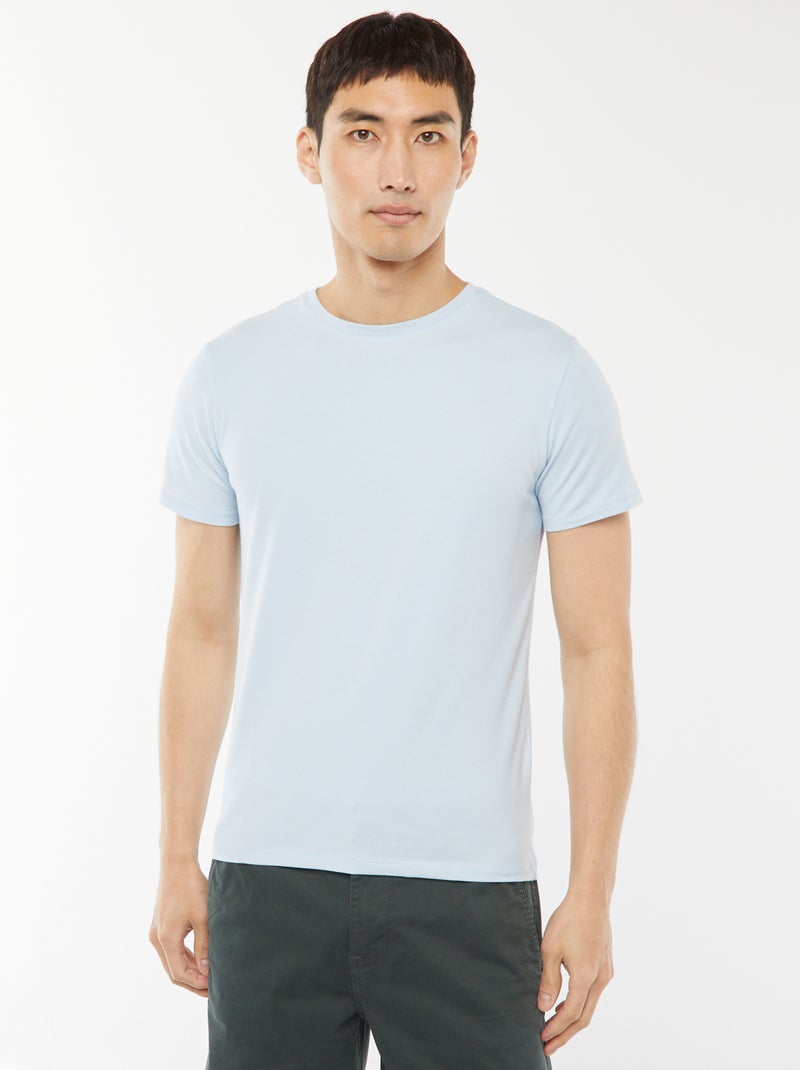 Tee-shirt uni - Slim fit Bleu - Kiabi