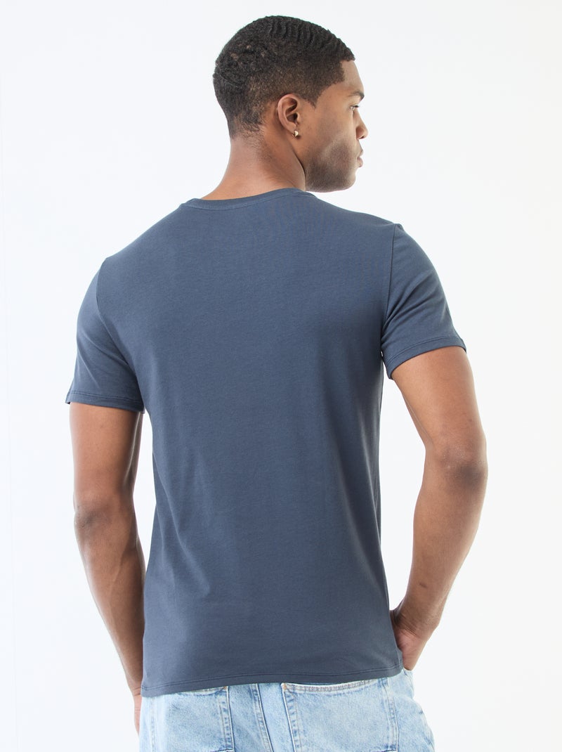 Tee-shirt uni - Slim fit Bleu - Kiabi