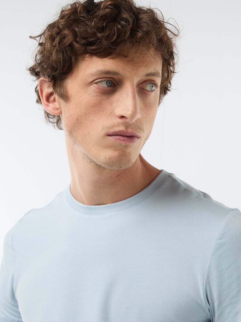 Tee-shirt uni - Slim fit Bleu - Kiabi