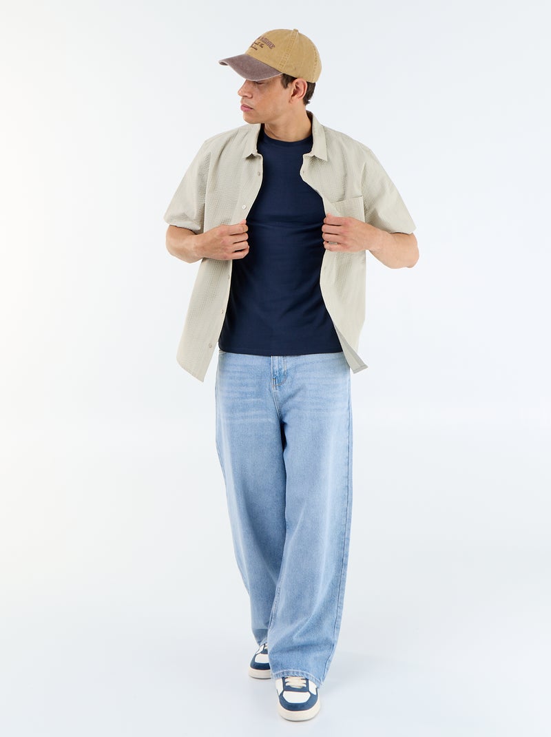 Tee-shirt uni - Slim fit Bleu - Kiabi