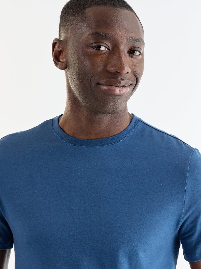 Tee-shirt uni - Slim fit Bleu - Kiabi