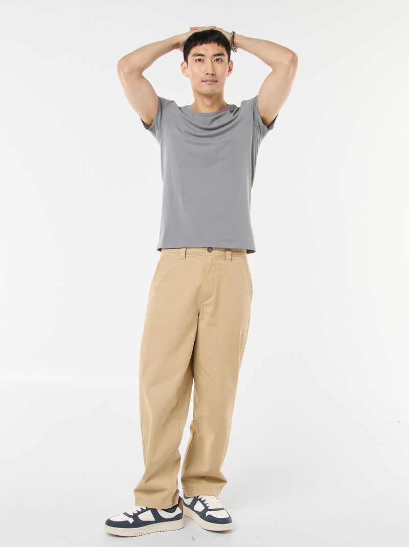 Tee-shirt uni - Slim fit Gris - Kiabi
