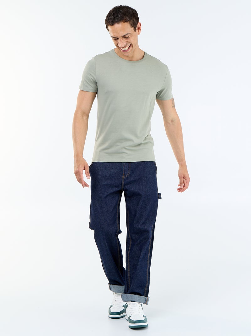 Tee-shirt uni - Slim fit Kaki - Kiabi