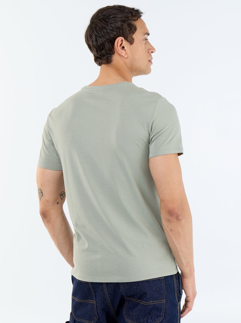 Tee-shirt uni - Slim fit Kaki - Kiabi
