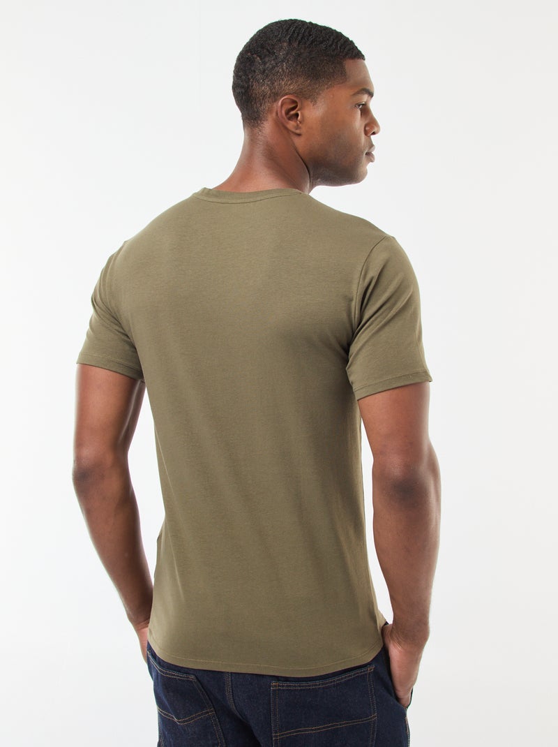 Tee-shirt uni - Slim fit Kaki - Kiabi