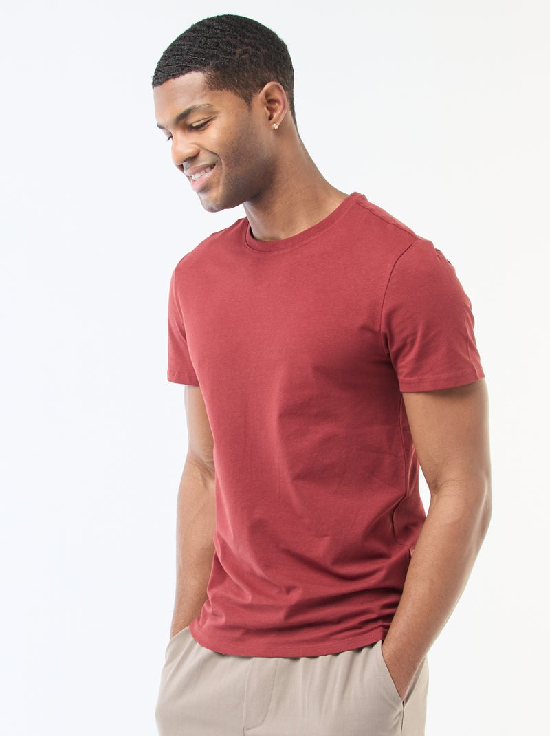 Tee-shirt uni - Slim fit Rouge - Kiabi