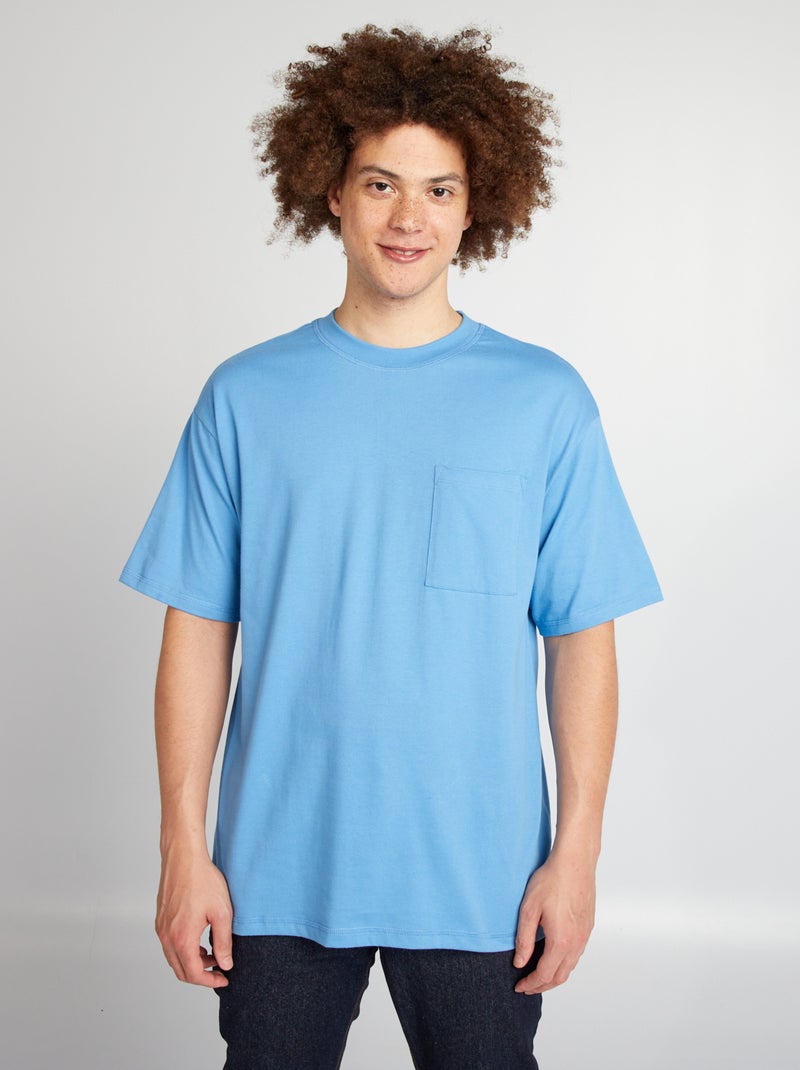Tee-shirt uni à coupe large Bleu - Kiabi