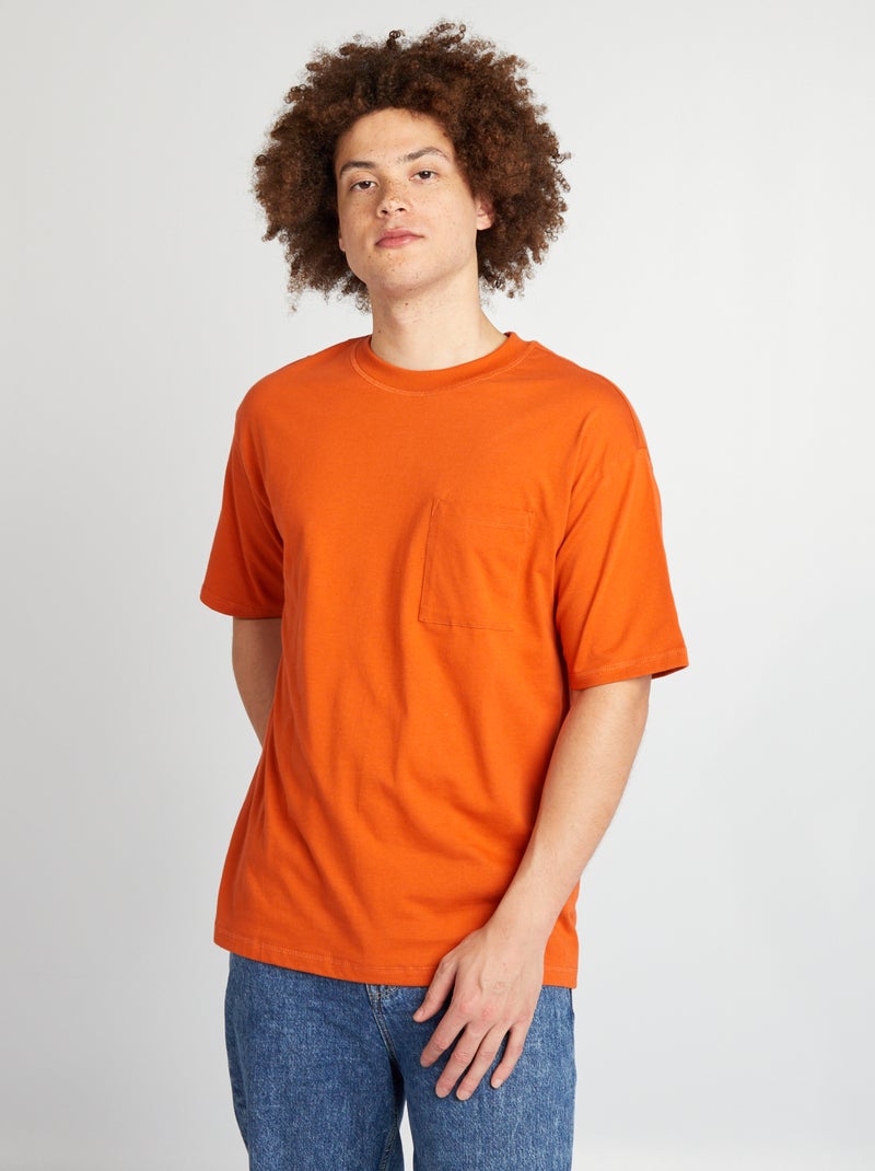 Tee-shirt uni à coupe large orange - Kiabi