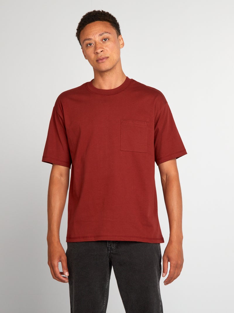 Tee-shirt uni à coupe large ORANGE - Kiabi