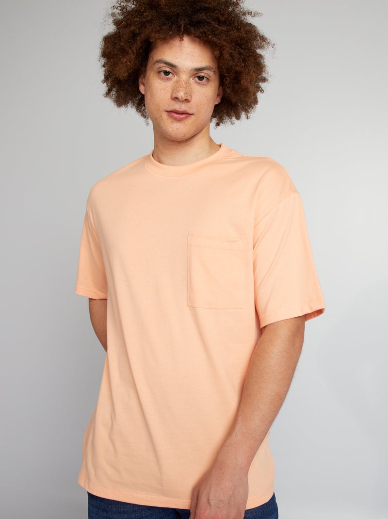 Tee-shirt uni à coupe large Pêche - Kiabi