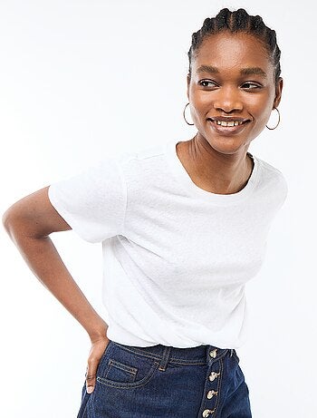 Tee-shirt uni à manches courtes et col rond