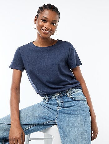 Tee-shirt uni à manches courtes et col rond