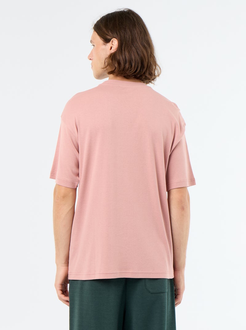 Tee-shirt uni à manches courtes et col rond Rose - Kiabi