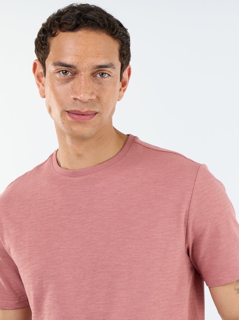 Tee-shirt uni à manches courtes Rose - Kiabi
