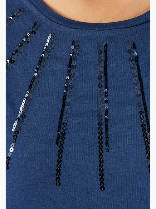 Tee-shirt uni à sequins. - Damart - Kiabi