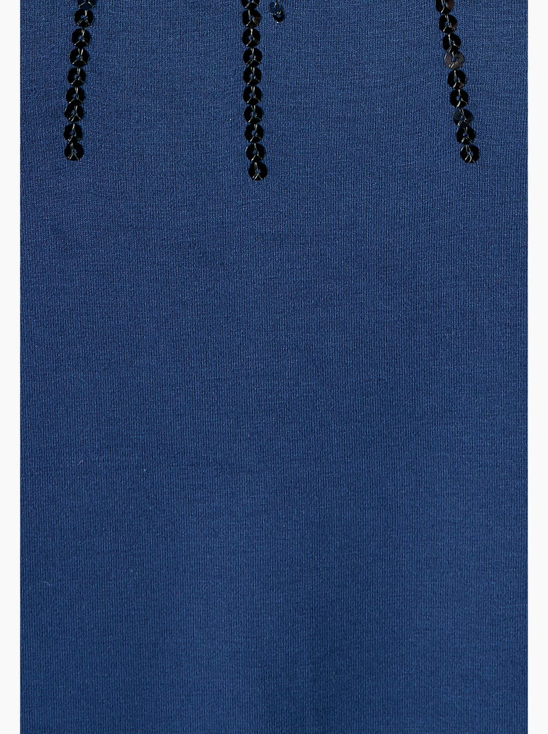 Tee-shirt uni à sequins. - Damart Bleu - Kiabi