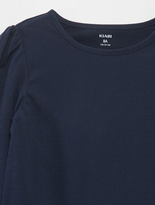 Tee-shirt uni avec épaules froncées - Kiabi