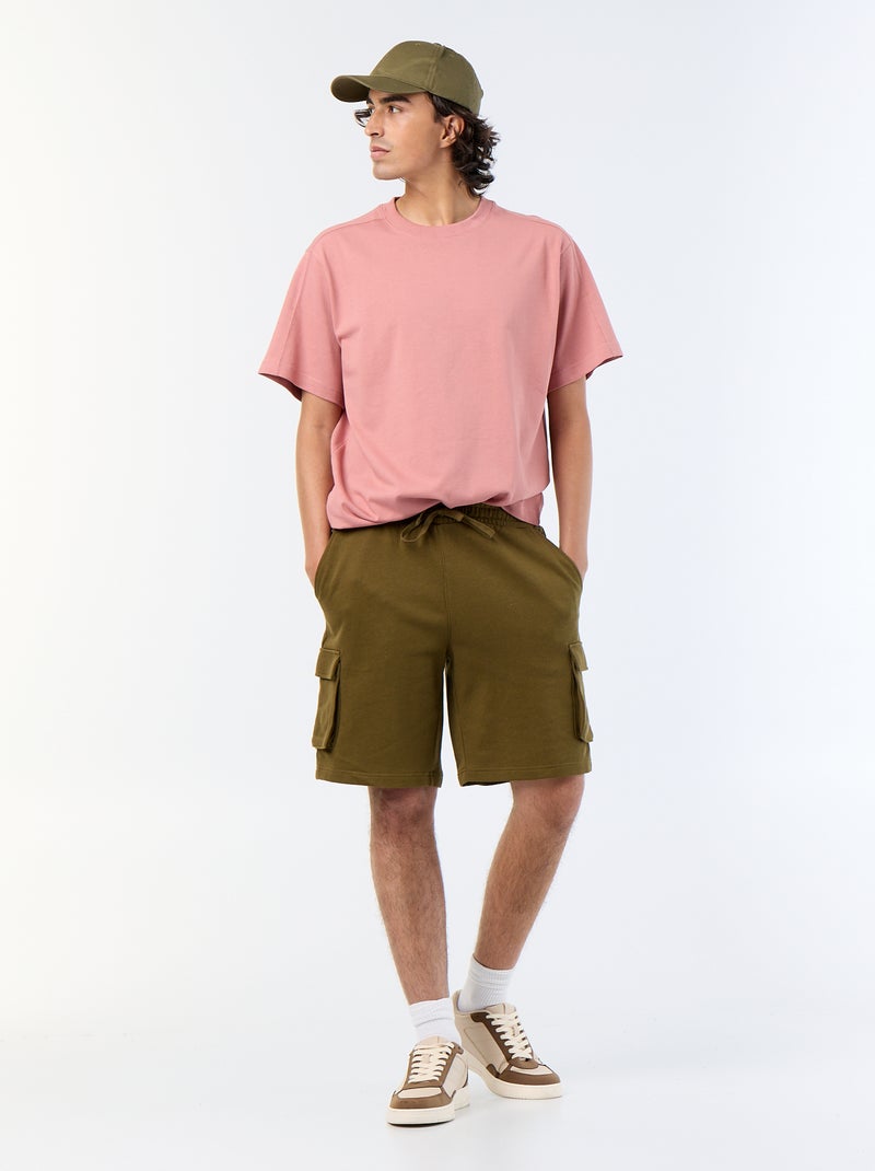 Tee-shirt uni coupe confort fit / oversize à manches courtes Rose - Kiabi
