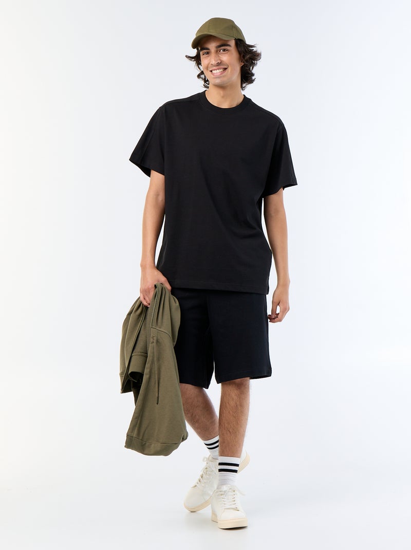 Tee-shirt uni coupe confort fit / oversize ? manches courtes Noir - Kiabi