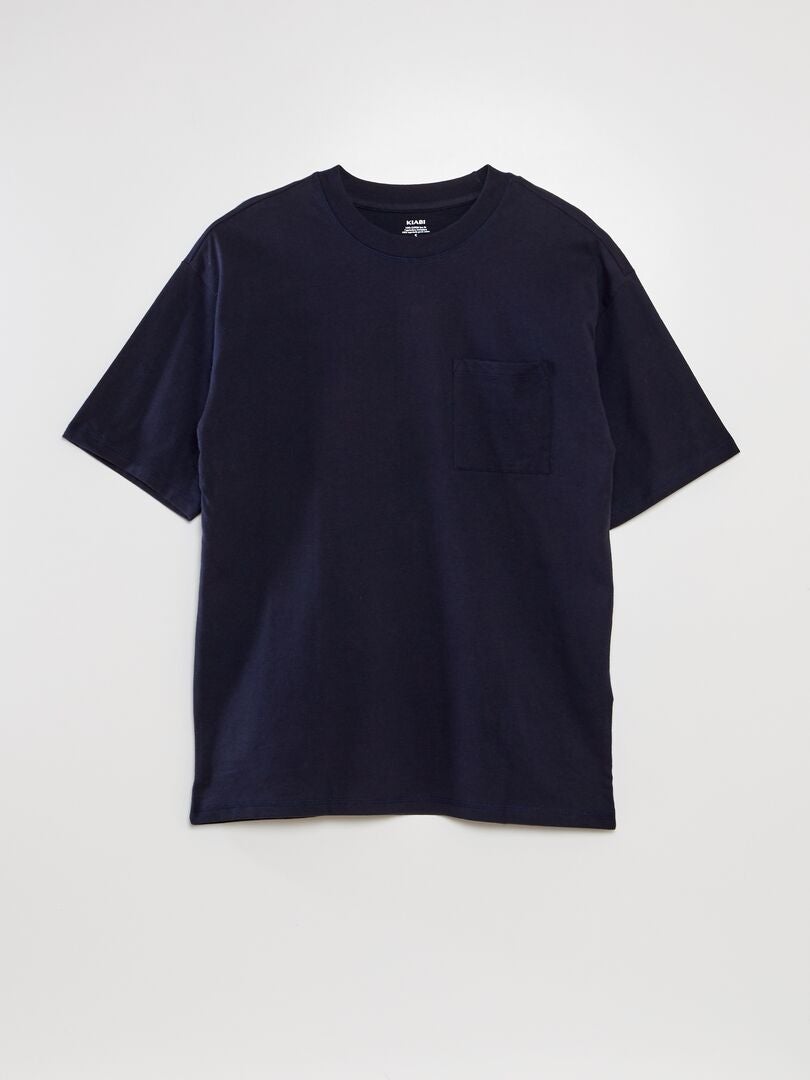 Tee-shirt uni coupe large Bleu marine - Kiabi
