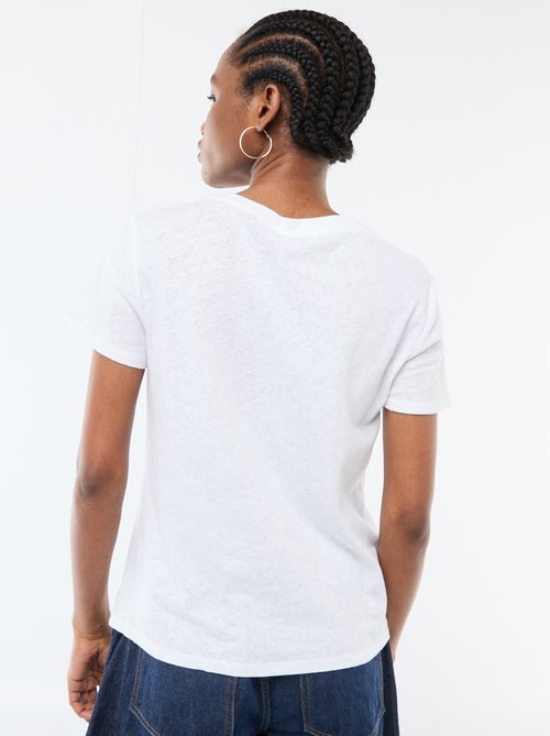 Tee-shirt uni en lin mélangé - Kiabi